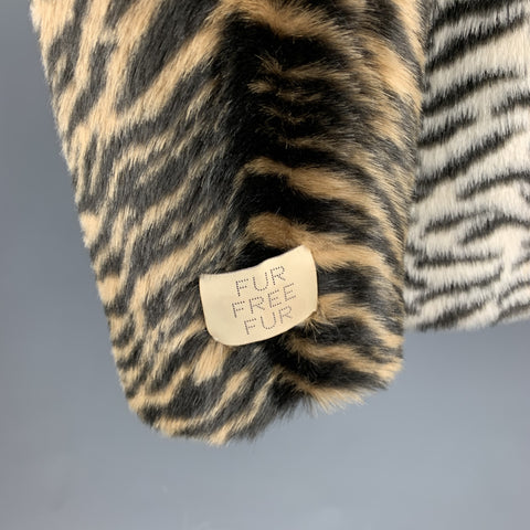 STELLA McCARTNEY Size M Black & Tan Tiger Print Faux Fur Oversized Sweater