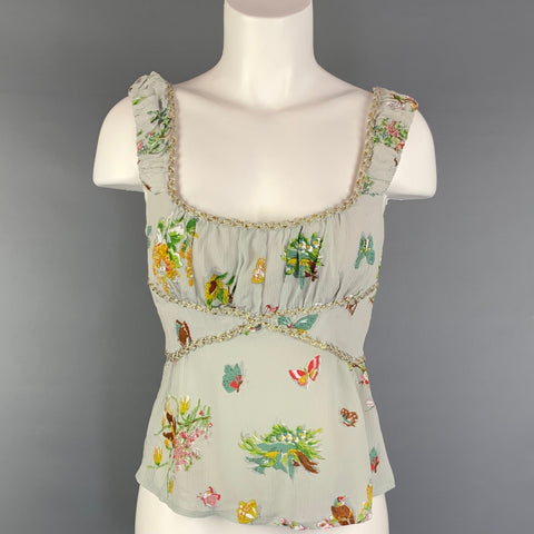NANETTE LEPORE Taille 4 Blouse froncée en soie florale multicolore