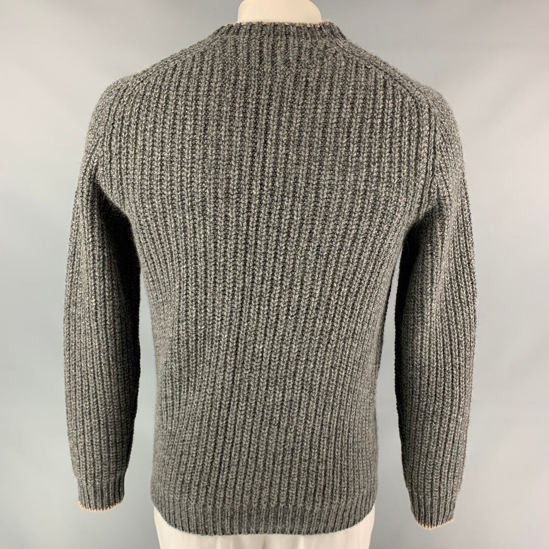 BRUNELLO CUCINELLI Size 42 Dark Gray Knitted Cashmere Crew-Neck Sweater