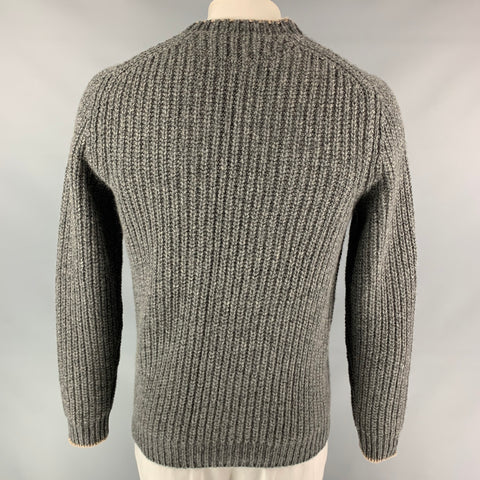 BRUNELLO CUCINELLI Size 42 Dark Gray Knitted Cashmere Crew-Neck Sweater