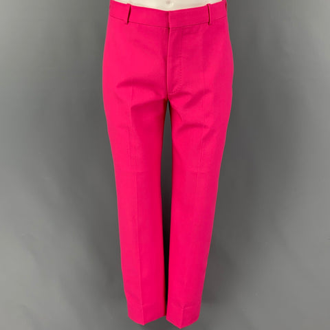 ALEXANDER MCQUEEN Size 36 Pink Wool Peak Lapel Asymmetric Suit