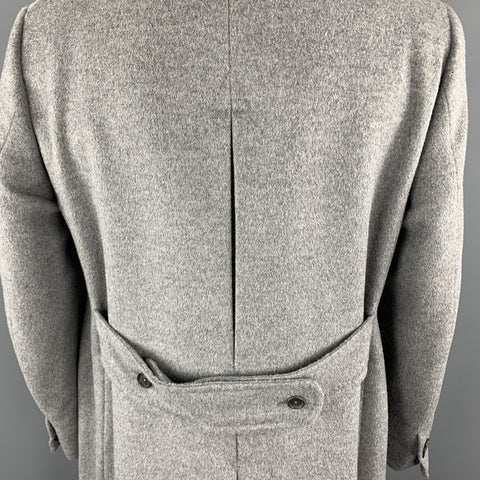 ISAIA Size 46 Gray Angora / Wool Double Breasted Long Peacoat