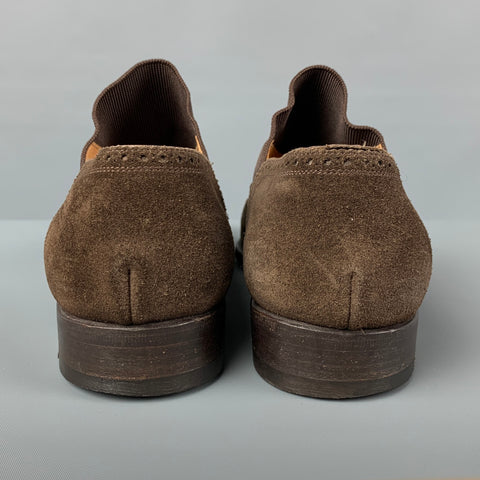 STEIGER Size 7.5 Brown Mixed Fabrics Suede Wingtip Loafers