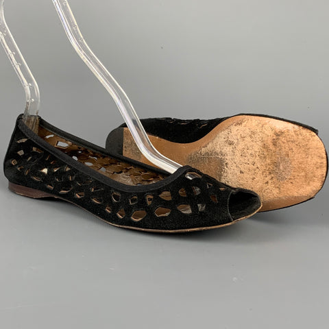 MARNI Talla 6 Zapatos planos de ante con corte negro