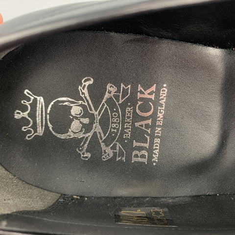 BARKER BLACK Size 12.5 Black Leather Cross Bones Slip On WOLFE Loafers