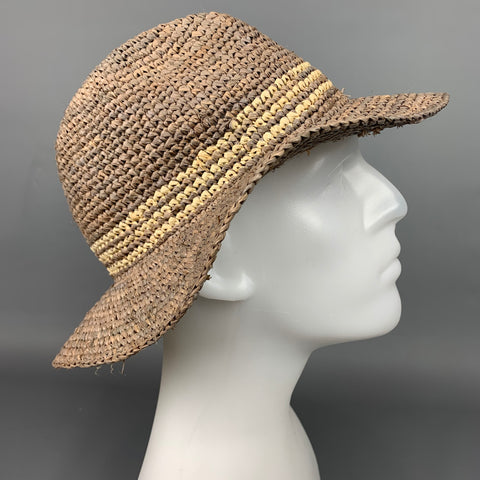 HATATTACK Taupe Woven Raffia Fedora Hat