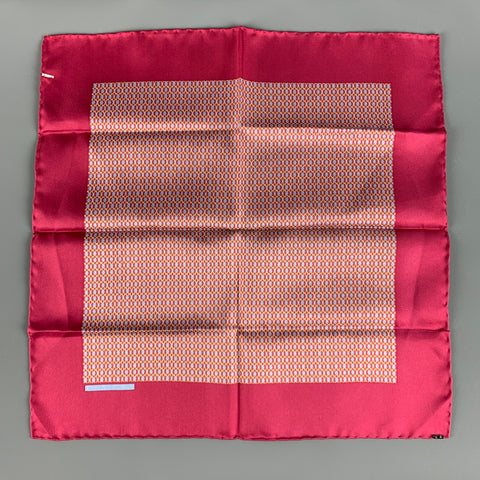HERMES Red Blue Dots Silk Pocket Square