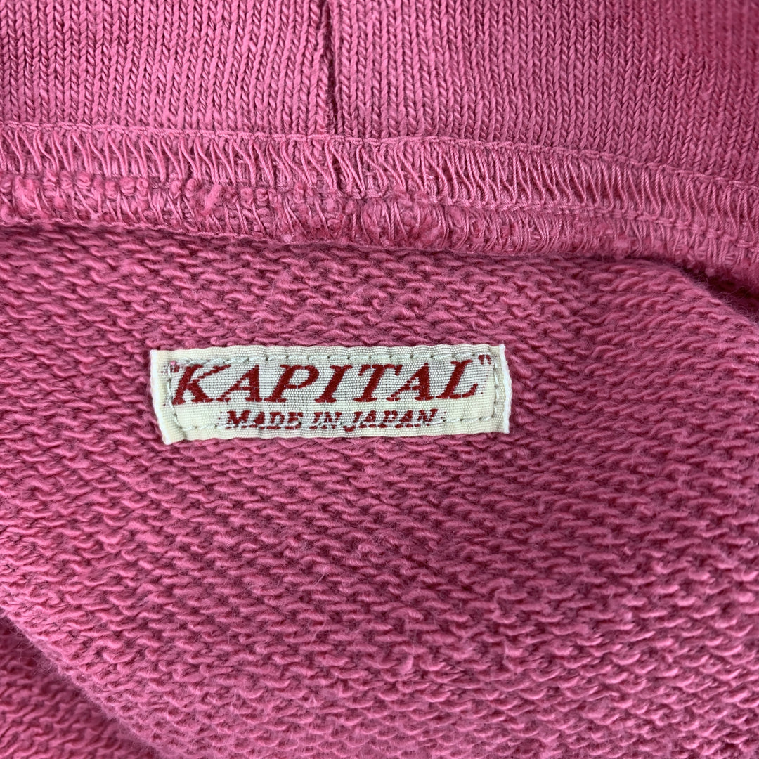 KAPITAL Size M Pink Graphic Cotton Hooded Sweatshirt