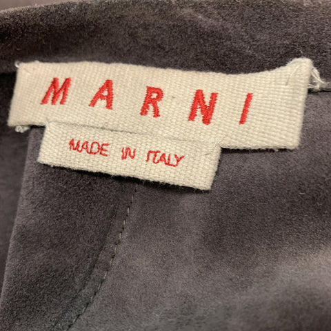 MARNI Size 4 Brown Suede Open Front Coat
