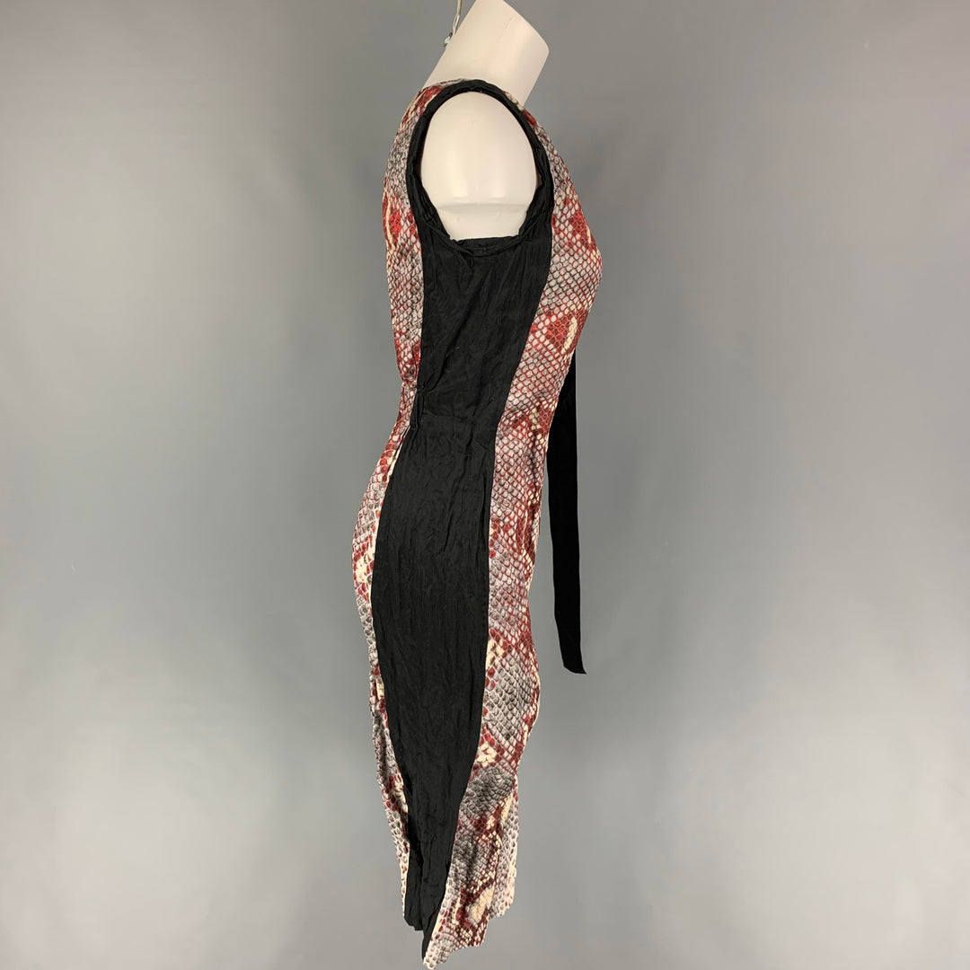 PRADA SS 09 Size 4 Burgundy Black Snake Skin Print Dress Sui Generis Designer Consignment PRADA SS 09 Size 4 Burgundy Black Snake Skin Print Dress Sui Generis Designer Consignment