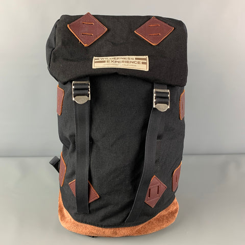 WILDERNESS EXPERIENCE Black Brown Canvas Klettersack Backpack