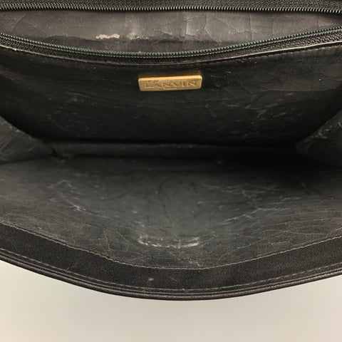 Vintage LANVIN Black Leather Top Handles Handbag