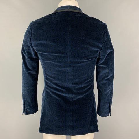 DOLCE & GABBANA Size 34 Navy Black Circles Cotton Blend Sport Coat