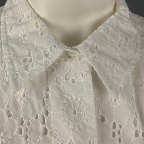 TORY BURCH Chemise à patte cachée en coton à œillets blancs Taille M