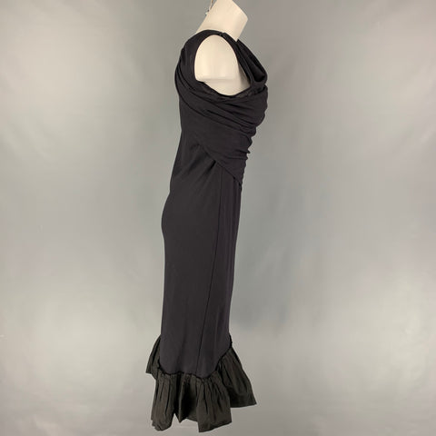 VERA WANG Taille 4 Robe sans manches en laine et polyester bleu marine