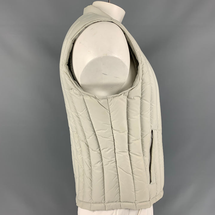 EMPORIO ARMANI Chest Size L Size L Light Gray Quilted Nylon Zip Up Vest