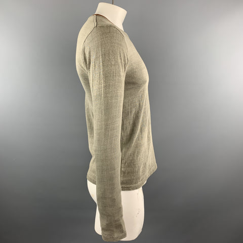 KAPITAL Size M Taupe Dyed Cotton Crew-Neck Long sleeve t-shirt