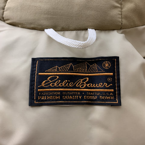 EDDIE BAUER Taille L Veste en nylon uni kaki avec fermeture éclair et boutons