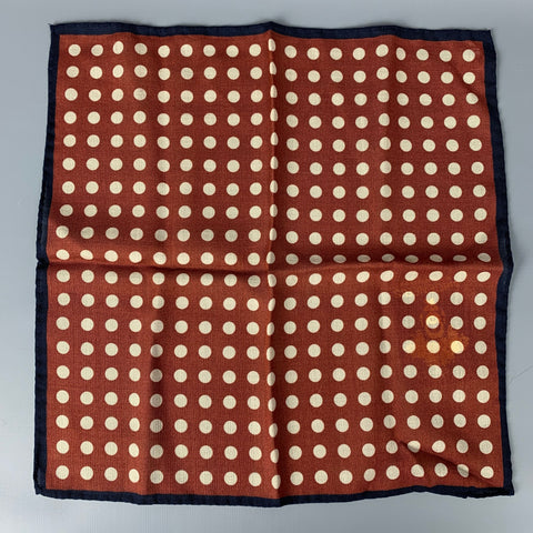 SEAWARD AND STEARN Copper & Cream Polka Dot Wool / Silk Pocket Square