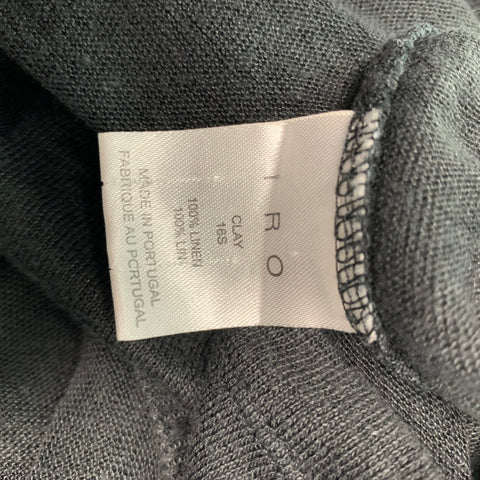 IRO CLAY Taille XS T-shirt à col rond en lin vieilli noir