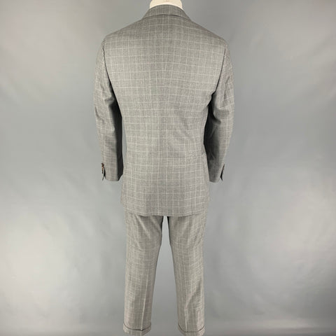 BRUNELLO CUCINELLI Size 38 Gray Window Pane Lana Wool Silk Suit