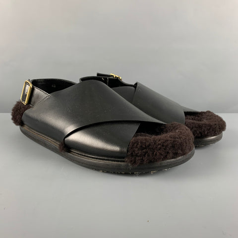 MARNI Size 9 Black Leather Sandals