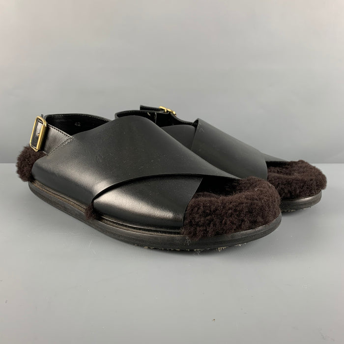 MARNI Size 9 Black Leather Sandals