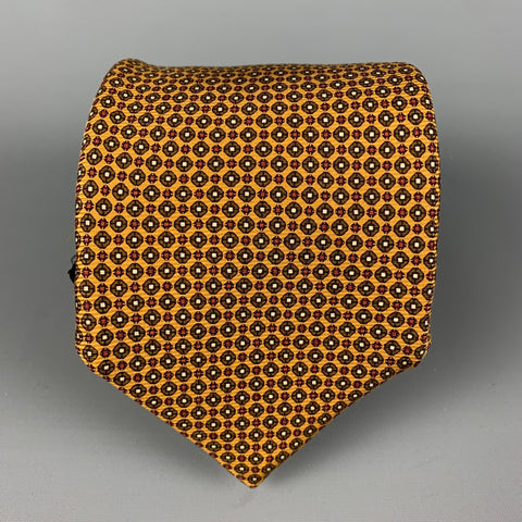 KITON Tan Olive Dots Silk Tie