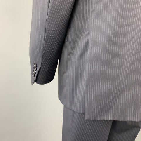 BRIONI 46 Navy Stripe Wool 40 x 33 Notch Lapel Suit