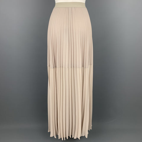 BCBGMAXAZRIA Size S Ivory Polyester Pleated Maxi Skirt