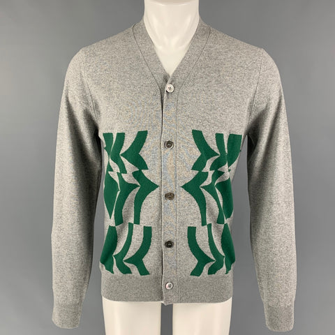 COMME des GARCONS HOMME DEUX Size M Grey Green Knit Wool V-Neck Cardigan