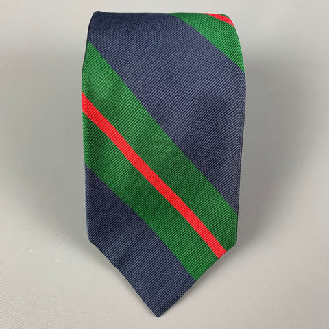 POLO by RALPH LAUREN Navy Green Red Diagonal Stripe Silk Tie