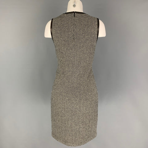 RALPH LAUREN Black Label Size M Black White Cashmere Herringbone Sleeveless Dress