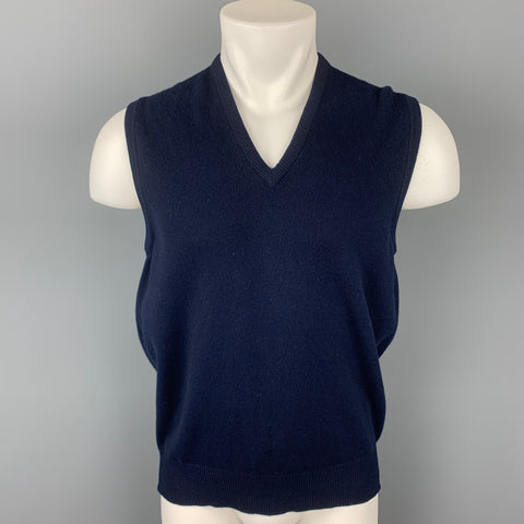 BROOKS BROTHERS Size L Navy Cashmere V-Neck Vest
