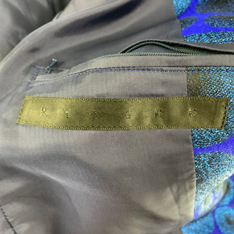 MASATOMO Talla 40 Traje de solapa de muesca en mezcla de acrílico metálico azul real