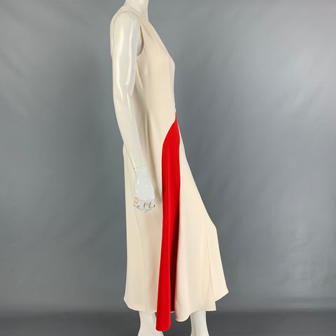 RALPH LAUREN Collection Size M Cream Red Silk Color Block Sleeveless Jumpsuit