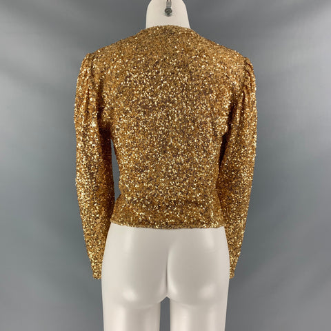 ATTICO Size 8 Gold Polyamide Sequined Wrap Dress Top