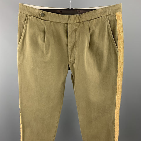 PALM ANGELS Size 36 Olive Washed Cotton Button Fly Casual Pants