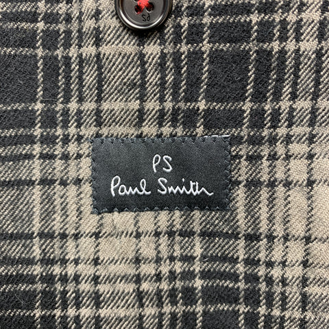 PS by PAUL SMITH Taille de poitrine 40 Manteau de sport en laine / coton à carreaux noir et gris