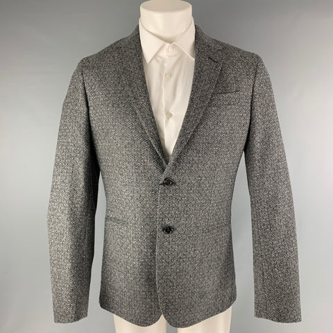 PAUL SMITH Chest Size 40 Grey Black Herringbone Wool / Cashmere Sport Coat