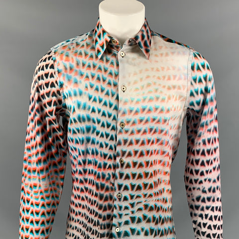 PAUL SMITH Size S Blue & Orange Print Cotton Button Up Long Sleeve Shirt