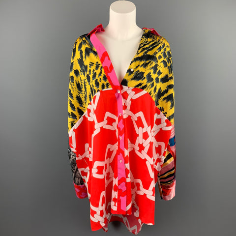 MSGM Size 4 Multi-Color Mixed Fabric Polyester Oversized Blouse