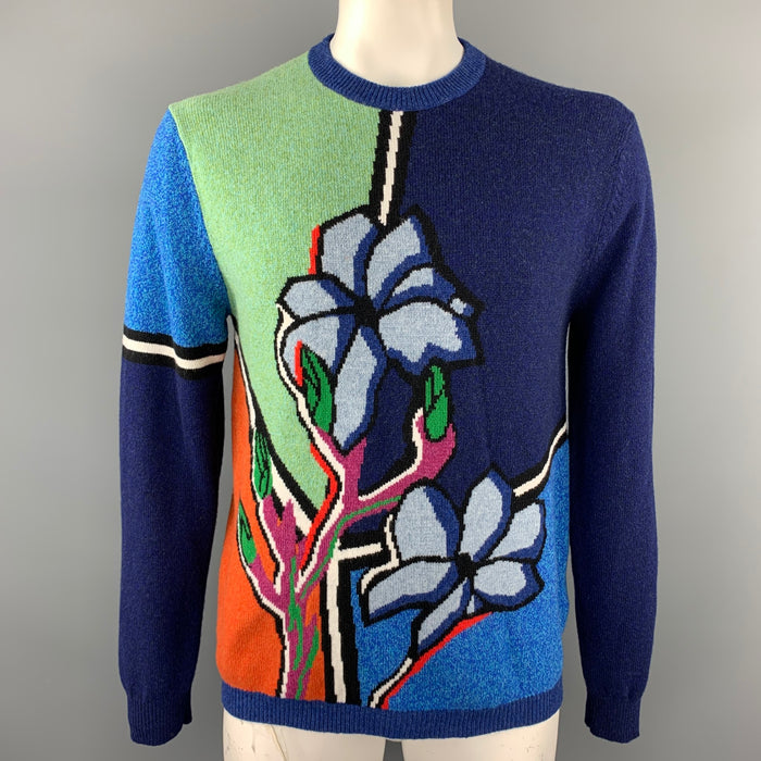 PAUL SMITH Suéter con cuello redondo de lana floral multicolor talla L