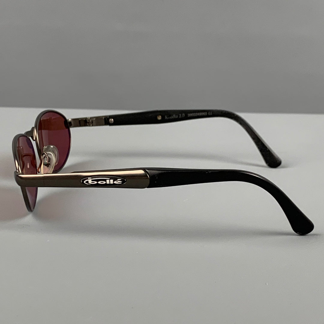 BOLLE Black Metal Oval Rhodia 2.0 Sunglasses