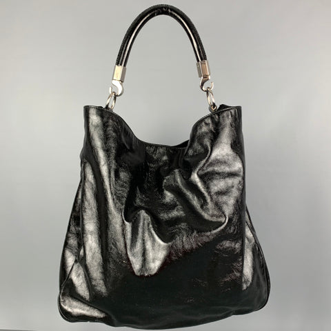 YVES SAINT LAURENT Black Silver Patent Leather Bag Handbag
