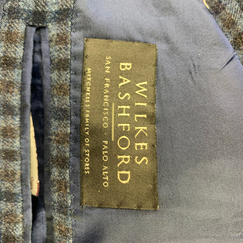 SARTORIA PARTENOPEA Size 40 Navy & Blue Plaid Wool / Cashmere Sport Coat