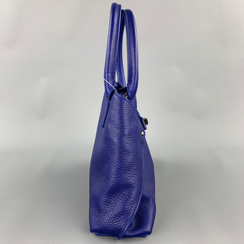 AKRIS Ai Little Cuervo Blue Leather Pebble Grain Shoulder Bag