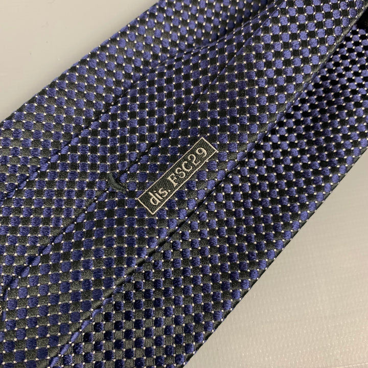 BRIONI Corbata de seda con lunares azul marino y negro