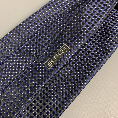 BRIONI Navy & Black White Dots Silk Tie