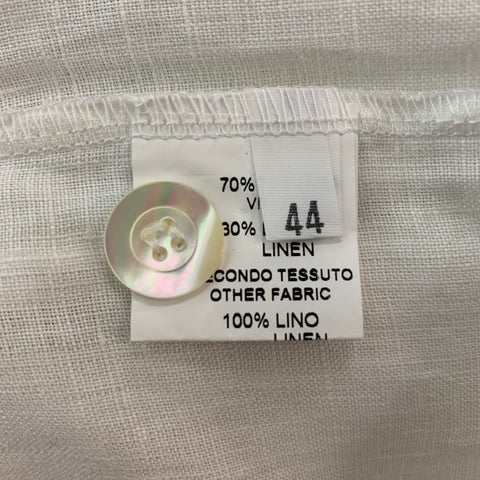 WHYCI Size 8 White Viscose Linen Embroidered Blouse